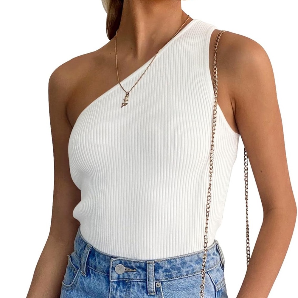 NWT - One-Shoulder Ribbed Top - Picture 1 of 6
